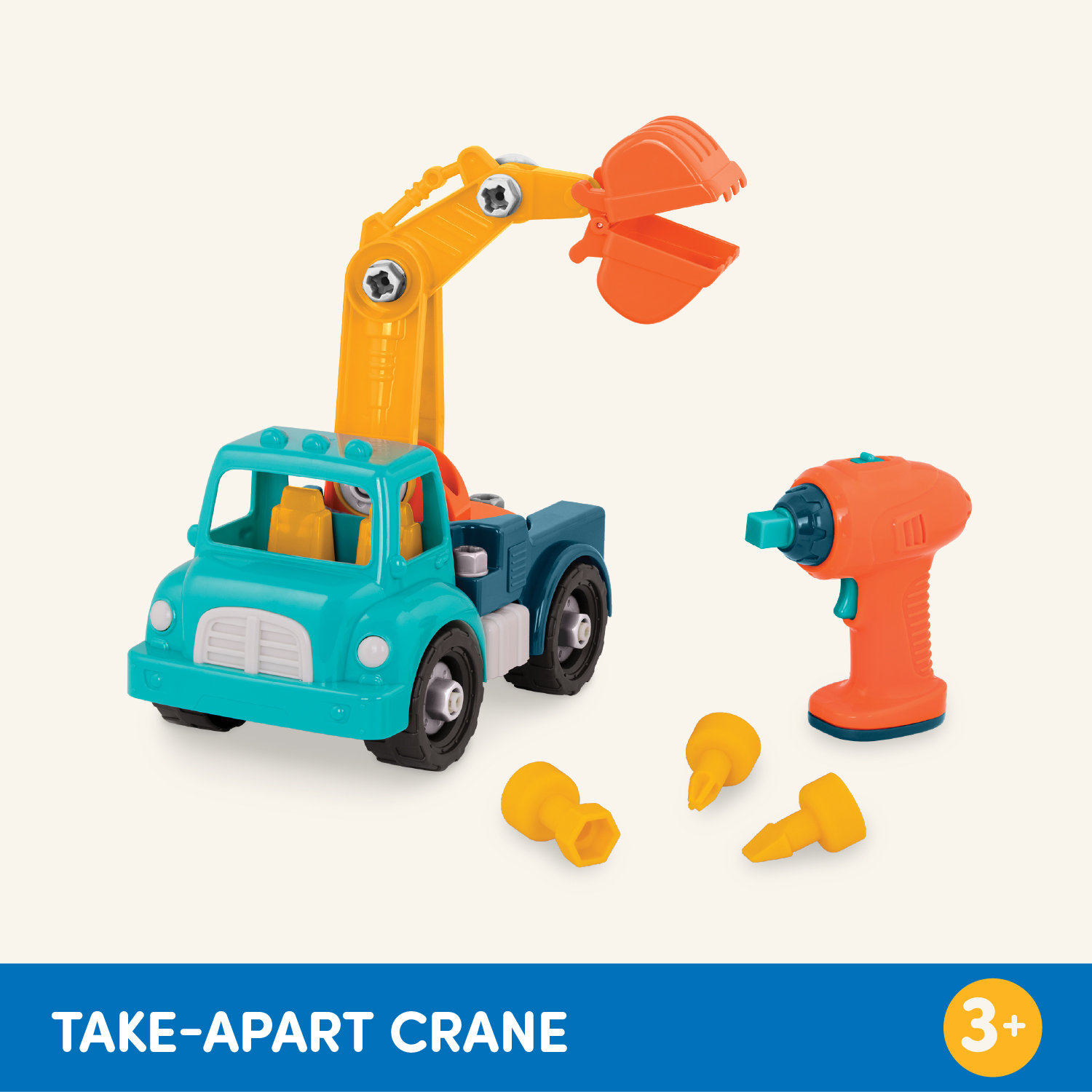 Battat Take-Apart Crane Construction Toy with 33 Pieces Vehicle