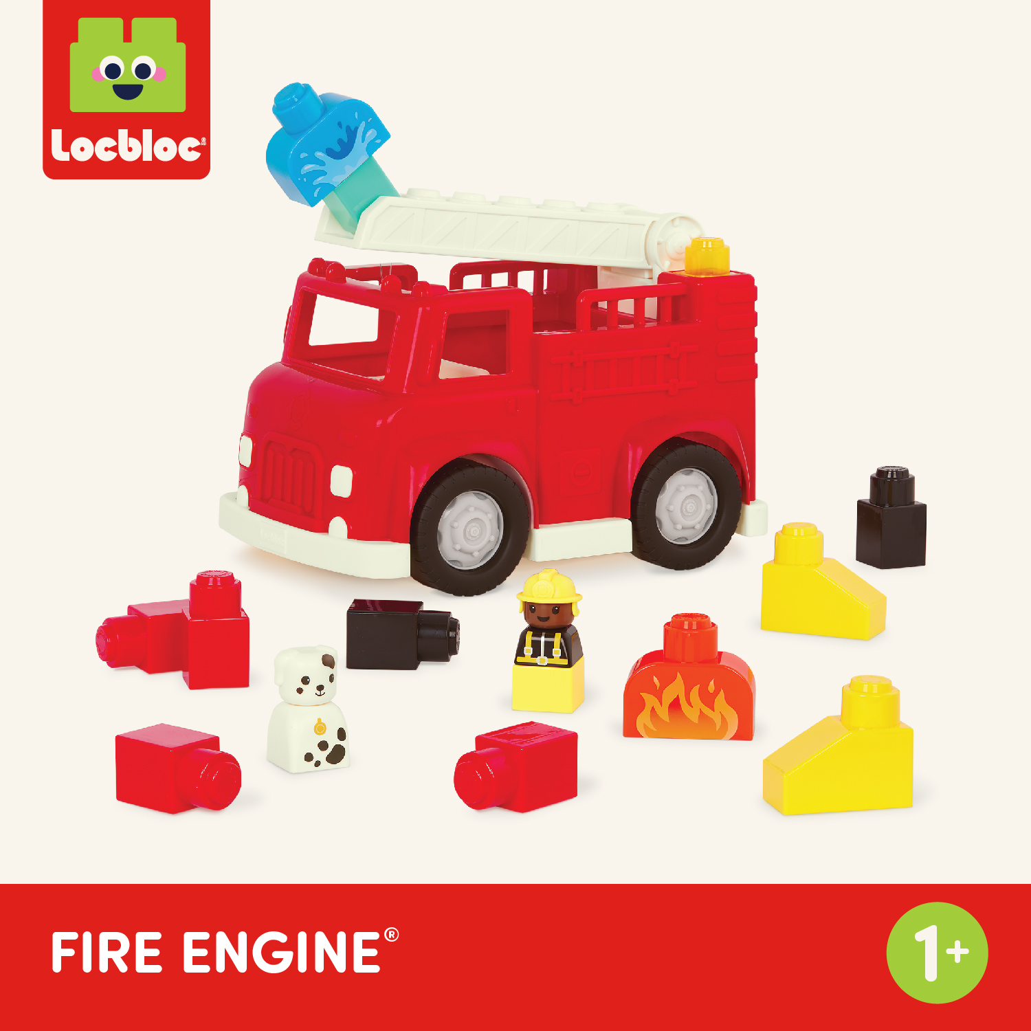 Battat Fire Engine Red Toy Truck with 13 Blocks and 2  Clayton Fire Brigade Red Toy Vehicle main image 0